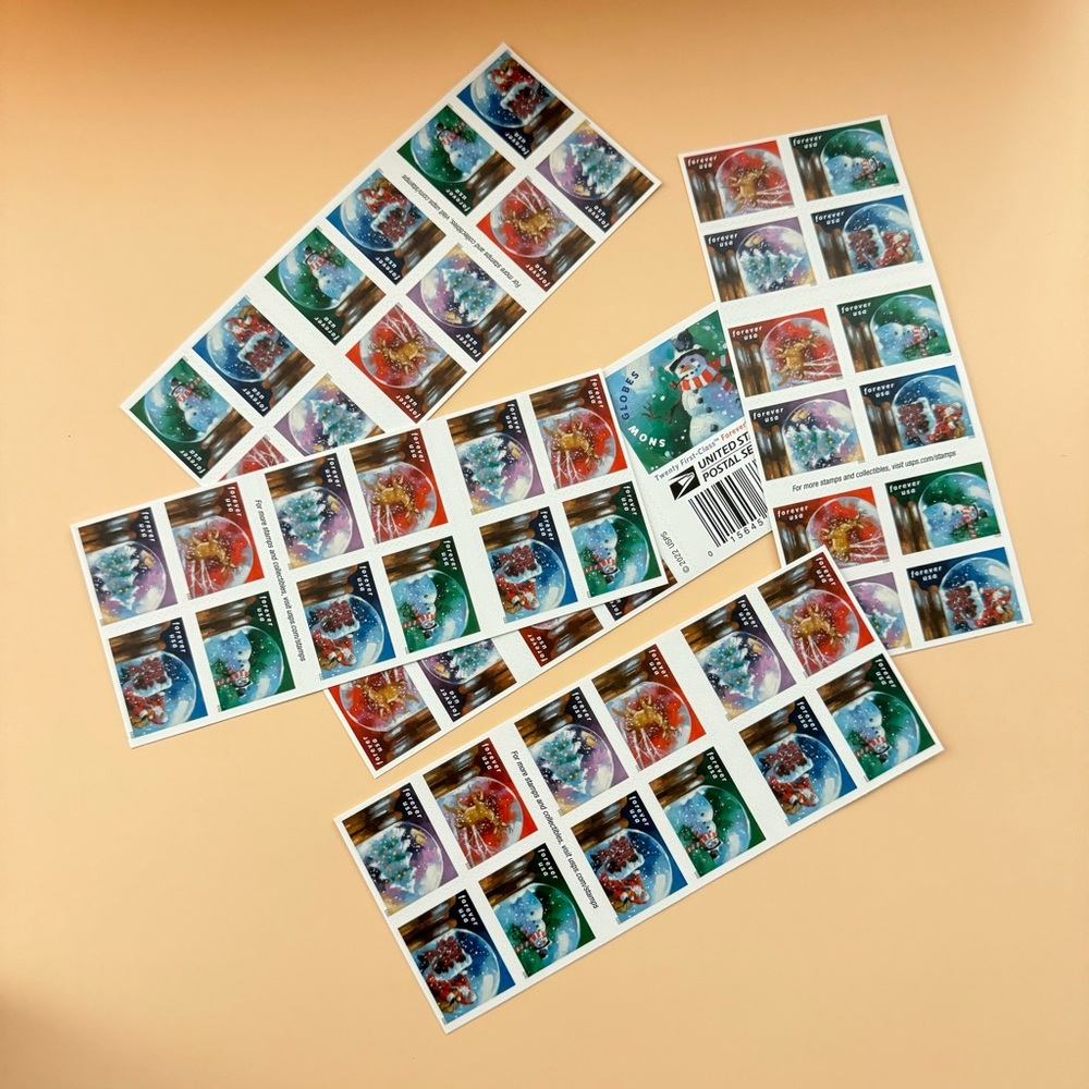 100 Stamps - 2023 US Postal Forever Stamps Snow Globe - 5 Booklets